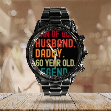 Discover Man of God Husband Dad Funny 60th Birthday Calendar Steel Band Watch