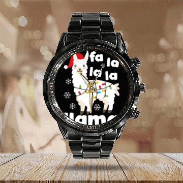 Discover Fa La La Llama Falala Kawaii Snow Lamb Calendar Steel Band Watch