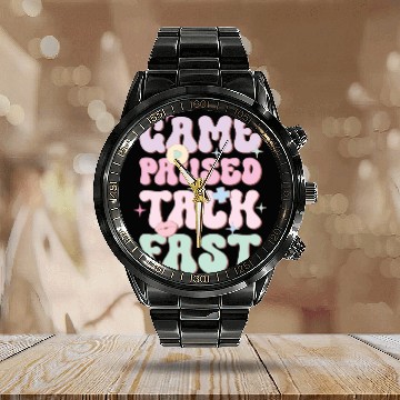 Discover Game Paused Talk Fast, Happy Game Day Calendar Steel Band Watch