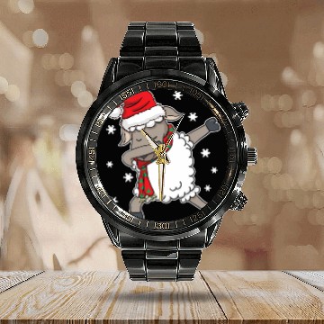 Discover Dabbing Farmer Rancher Sheep Shepherd Santa Claus Calendar Steel Band Watch