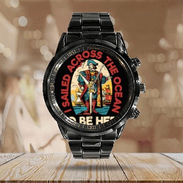 Discover Christopher Columbus Italian American Columbus Day Calendar Steel Band Watch