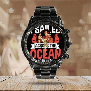 Discover Christopher Columbus Italian American Columbus Day Calendar Steel Band Watch