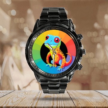 Discover Gay Pride Gecko Calendar Steel Band Watch