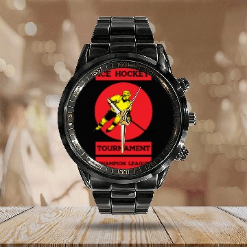 Discover Ice hockey Calendar Steel Band Watch