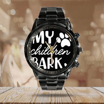 Discover Dog My Children bark cute green Calendar Steel Band Watch