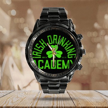 Discover Irish Drinking Academy Funny St Patricks Day Calendar Steel Band Watch
