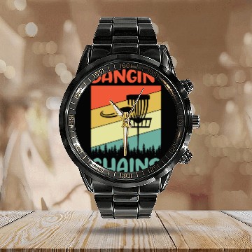 Discover bangin chains disc golf nostalgia Calendar Steel Band Watch