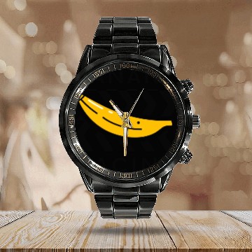Discover Banana Racing 80s Calendar Steel Band Watch