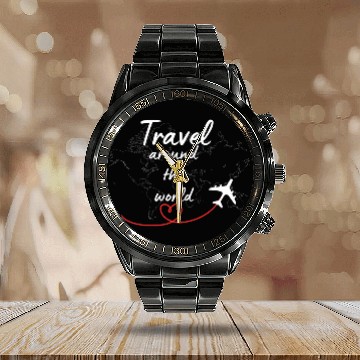 Discover Travel around the world Calendar Steel Band Watch