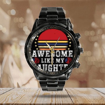 Discover Retro Sunset Icon for Daughter Calendar Steel Band Watch