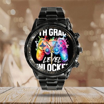Discover 7th Grade Level Unlocked Back to School Video Game Calendar Steel Band Watch