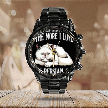 Discover Persian Cat The More People I Meet Cat Lover Calendar Steel Band Watch