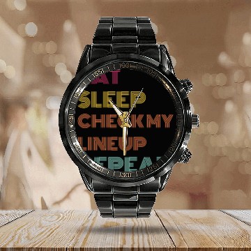 Discover Eat Sleep Check Line Up Repeat Fantasy Football Calendar Steel Band Watch