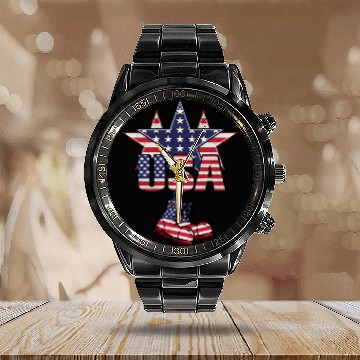 Discover God bless America the land of the free Calendar Steel Band Watch
