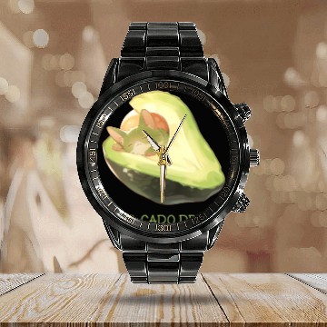 Discover Purr-Cado Dream Funny Avocado Kawaii Cat Lover Calendar Steel Band Watch
