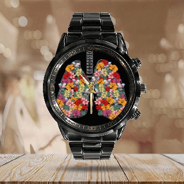 Discover Anatomical Lungs Flowers Medical Science Anatomy T Calendar Steel Band Watch
