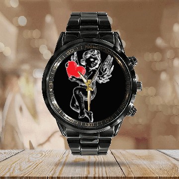 Discover Cherub Baby Angel Christian Church Cupid He Calendar Steel Band Watch