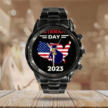 Discover Veteran Calendar Steel Band Watch for Men on Veterans Day