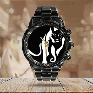 Discover White Leo Lioness Queen of the Nile Calendar Steel Band Watch