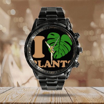 Discover I love plants Calendar Steel Band Watch