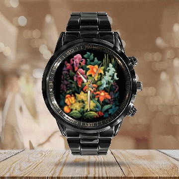 Discover Orchids Flowers Garden Blossom Orchid Lover Calendar Steel Band Watch