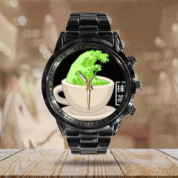 Discover Matcha Latte Great Green Tea Wave Calendar Steel Band Watch