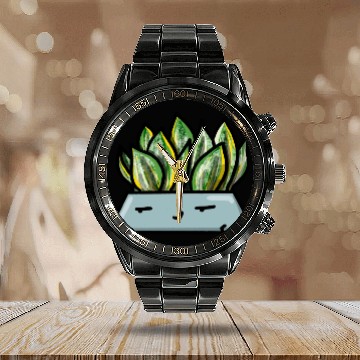Discover Pocket Plant Sansevieria Calendar Steel Band Watch
