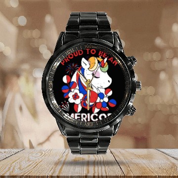 Discover Proud to be an Americorn Unicorn Independence Day Calendar Steel Band Watch
