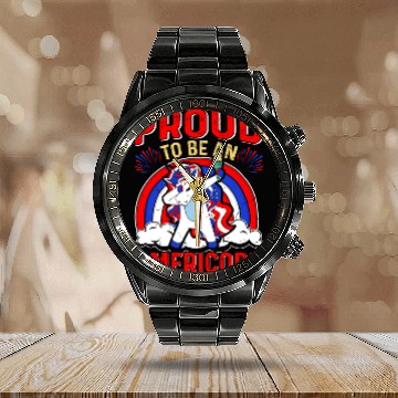Discover Proud to be an Americorn Unicorn Independence Day Calendar Steel Band Watch