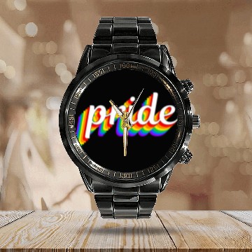 Discover Happy Pride Rainbow Multi Color Gay Lesbian Lgbtq Calendar Steel Band Watch