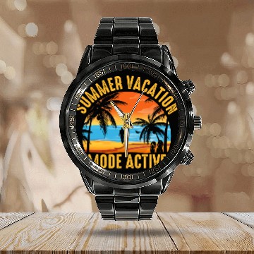 Discover summer vacation Calendar Steel Band Watch