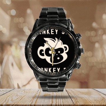 Discover Monkey See Monkey Do Adorable Primate Chimp Calendar Steel Band Watch