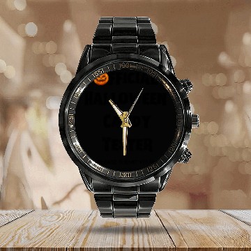 Discover Official Halloween Candy Tester Orange And Yellow Calendar Steel Band Watch