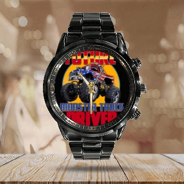 Discover Awesome Future Monster Truck Driver Monster Truck Calendar Steel Band Watch