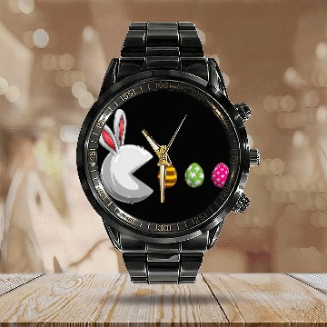 Discover Happy Easter Day Bunny Egg Easter Calendar Steel Band Watch