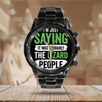 Discover Lizard Reptilian Agenda Conspiracy Theory Calendar Steel Band Watch