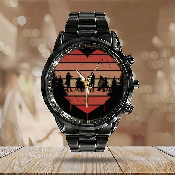 Discover Cute Red Vintage Heart Orchestra Valentine Day Calendar Steel Band Watch