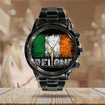 Discover St Patrick's Day Patriotic Distressed Irish Flag Calendar Steel Band Watch