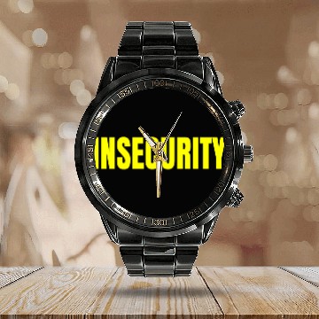 Discover Insecurity Security Joke Print On Back Calendar Steel Band Watch