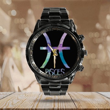 Discover Pisces Zodiac Symbol Astrology Fish Water Sign Calendar Steel Band Watch