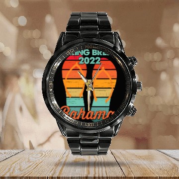Discover Spring Break Bahamas Beach 2022 Flip Flops Calendar Steel Band Watch