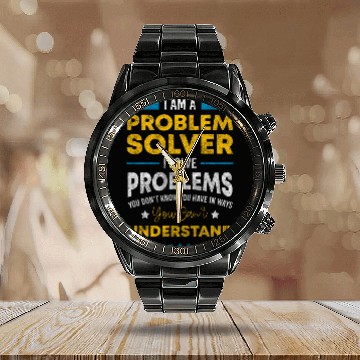 Discover Not My Problem Solutions Sayings Positive Calendar Steel Band Watch