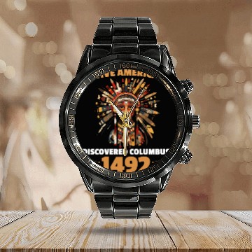 Discover Aboriginal Indians Indigenous Native American Day Calendar Steel Band Watch
