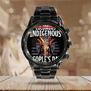 Discover Aboriginal Indians Indigenous Native American Day Calendar Steel Band Watch