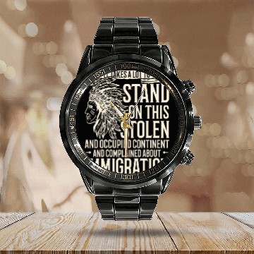 Discover Aboriginal Indians Indigenous Native American Day Calendar Steel Band Watch