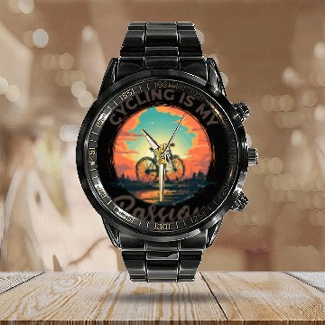 Discover Cycling Is My Passion Bicycle, Bike, Cycling Calendar Steel Band Watch