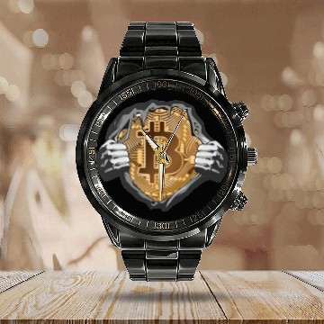 Discover Bitcoin Coin-Crypto Super Hero Calendar Steel Band Watch
