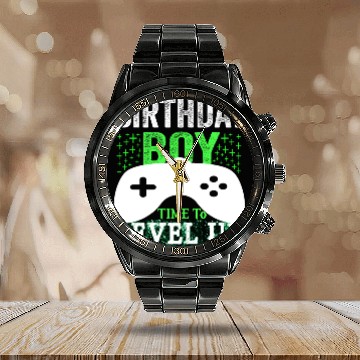 Discover GAmer, birthday boy, time to level up Calendar Steel Band Watch