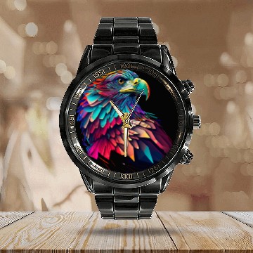 Discover psychedelic eagle Calendar Steel Band Watch