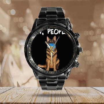 Discover German Shepherd Ew People Dog Wearing Face Calendar Steel Band Watch